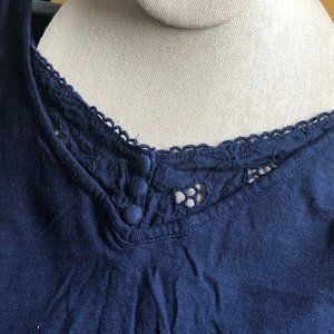 24/7 Eyelet Insert Button Tank - navy, sz XXL